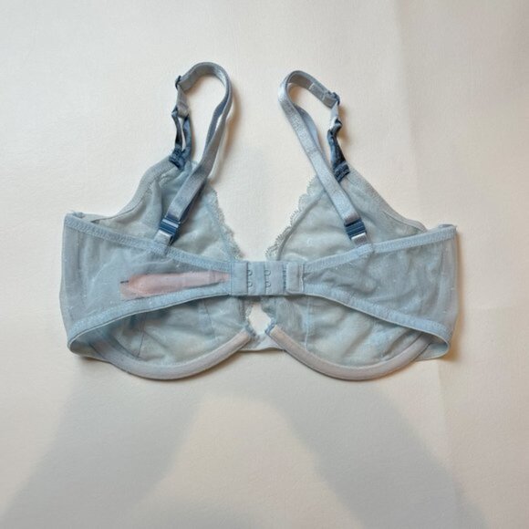 NWOT Victoria's Secret Bra 34DD Unlined Demi Blue Floral Lace B1459 - Picture 3 of 7